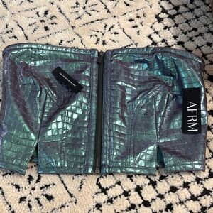 AFRM Metallic Croc-Embossed Bustier